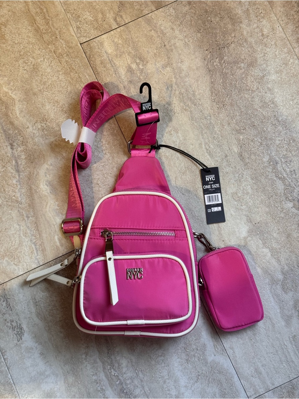 NYC Hot Pink Sling Bag with Detachable Pouch